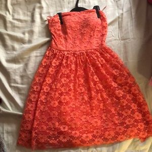 Cute little salmon colored strapless dress